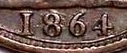 1864 GB & Ireland bronze farthing (Victoria, Bun Head) plain 4 in date