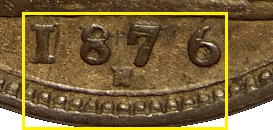 1876 GB & Ireland bronze farthing - very wide date variety (13 beads)