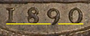 1890 GB & Ireland bronze farthing - Narrow date, low 9 variety