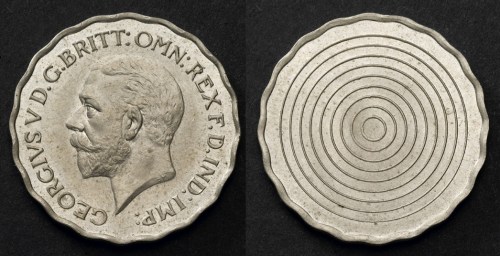 1936 GB & Ireland Threepence (Uniface Trial, in cupro-nickel)