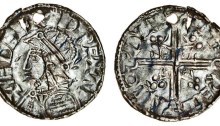 Hiberno-Norse, imitation Penny in the name of Aethelred (978-1016), Helmet type, 0.92g, Dublin, Faremin, armoured bust, (S.6115), very rare.