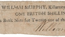 1797 Killarney, William Murphy, One British Shilling, 7 March 1797, signed by William Murphy