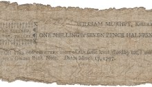 1797 Killarney, William Murphy, One Shilling & Seven Pence Halfpenny, 17 March 1797, signed by William Murphy