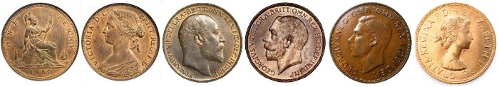 GB & Ireland Bronze Pennies. (The Old Currency Exchange)