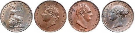 GB & Ireland copper halfpennies. (The Old Currency Exchange, Dublin)