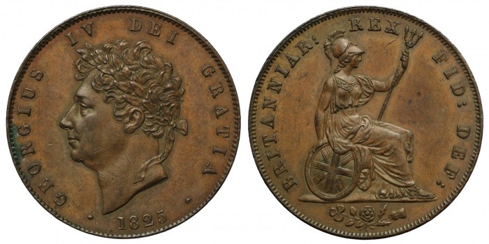 1825 George IV copper halfpenny