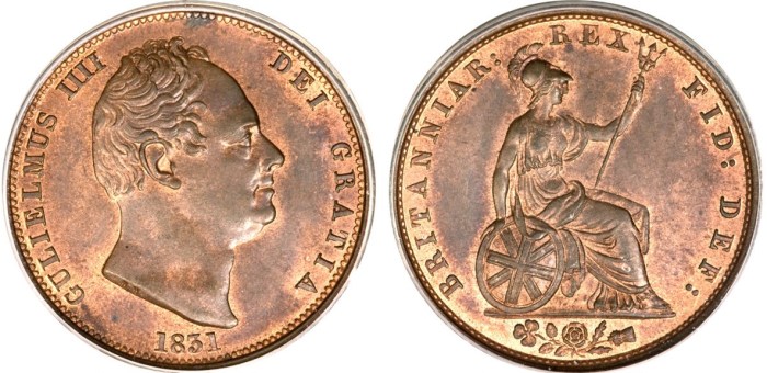 1831 GB & Ireland copper halfpenny (William IV)
