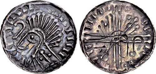 Hiberno-Norse, Phase VI silver penny - Crude draped bust left; crozier before, Domnall mac Taidc Ua Briain – Brotar mac Torcaill