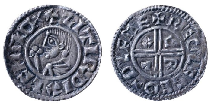 Hiberno-Norse Phase 1, Class A, Sihtric Silver CRUX Penny, Dublin mint, moneyer REOLECE. The Old Currency Exchange, Dublin, Ireland.