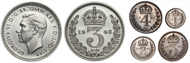 1946 GB & Northern Ireland Silver Maundy Set. The Old Currency Exchange, Dublin, Ireland.