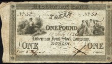 1826 Hibernian Bank One Pound Token, Type 1, dated 10th July 1826 . The Old Currency Exchange, Dublin, Ireland.