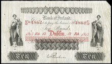 1913 Bank of Ireland (Thirteenth Issue), Ten Pounds - signed: W.H. Baskin. The Old Currency Exchange, Dublin, Ireland.
