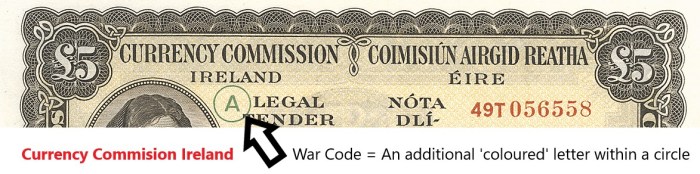 Currency Commission Ireland - War Codes. The Old Currency Exchange, Dublin, Ireland.