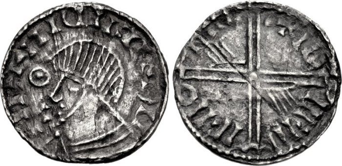 Hiberno-Norse Phase III, Class E (Plain bust, symbol before face), Type 1a (Pellet within Annulet) Echmarcach mac Ragnaill. The Old Currency Exchange, Dublin, Ireland.