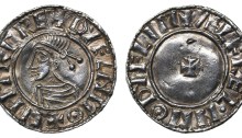 Hiberno-Norse Phase 1, Class D (Small Cross) Penny, for Sihtric +DYFLN MΘ+SIHTRC REX, moneyer Aefeln +ÆLFREL'N MΘ DYLFM. The Old Currency Exchange, Dublin, Ireland.