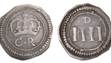 Ormonde Money, Groat, small letters on rev., 2.01g/11h (S 6548; DF 303; KM. 58). About very fine, toned. The Old Currency Exchange, Dublin, Ireland.