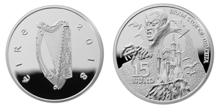 2018 Bram Stoker’s Dracula €15 silver proof coin (Limited edition, boxed). The Old Currency Exchange, Dublin - probably the best little coin shop in Ireland.