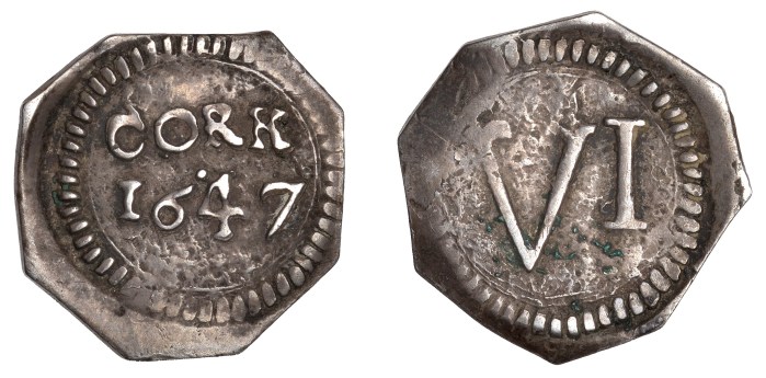 Charles I (1625-1649), Southern Cities of Refuge, Cork, Sixpence, 1647