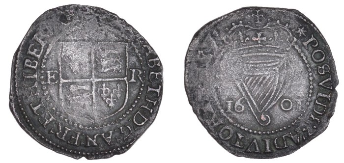 Elizabeth I, Third issue, Penny, dated 1601, mm. star, 2.05g (S 6510, DF 255). About very fine