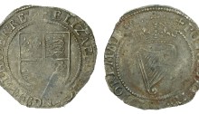 Elizabeth I, Third issue, Sixpence, mm. star, trefoil, 3.14g (S 6508, DF 253). Weak in places and scratched on shield, nearly very fine, toned