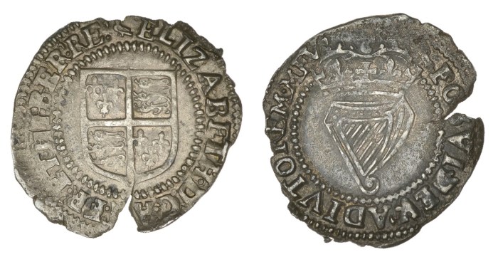 Elizabeth I, Third issue, Threepence, mm. martlet, 1.31g (S 6509, DF 254). Striking split, good very fine and very rare