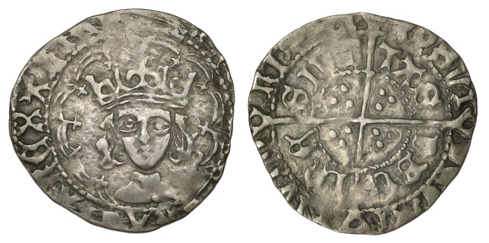 Henry VII, Late Portrait issue Groat, (1485-1509) Dublin, type IIc, open crown, saltires on tressure, SIVI TAS DBV LNE, 1.72g (S 6460, DF 198) aVF
