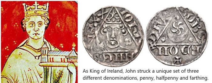 King John presenting a church, painted c. 1250–1259 by Matthew Paris in his Historia Anglorum