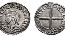 Hiberno-Norse Phase I, Class B Long Cross Penny, 20mm 1.31g, Obv. SIHTRC RE+ ÐYFNI + Rev. + SIEL Θ ÐYF+LNIEIMIIV (O'S 3, Hilderbrand 72, SCBC 6103)