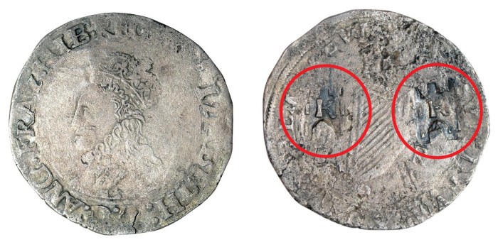 Kilkenny (countermarked twice) Shilling on a base Shilling of Elizabeth I